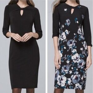 NEW White House Black Market REVERSIBLE Floral Lined Long Sleeve Career Dress S